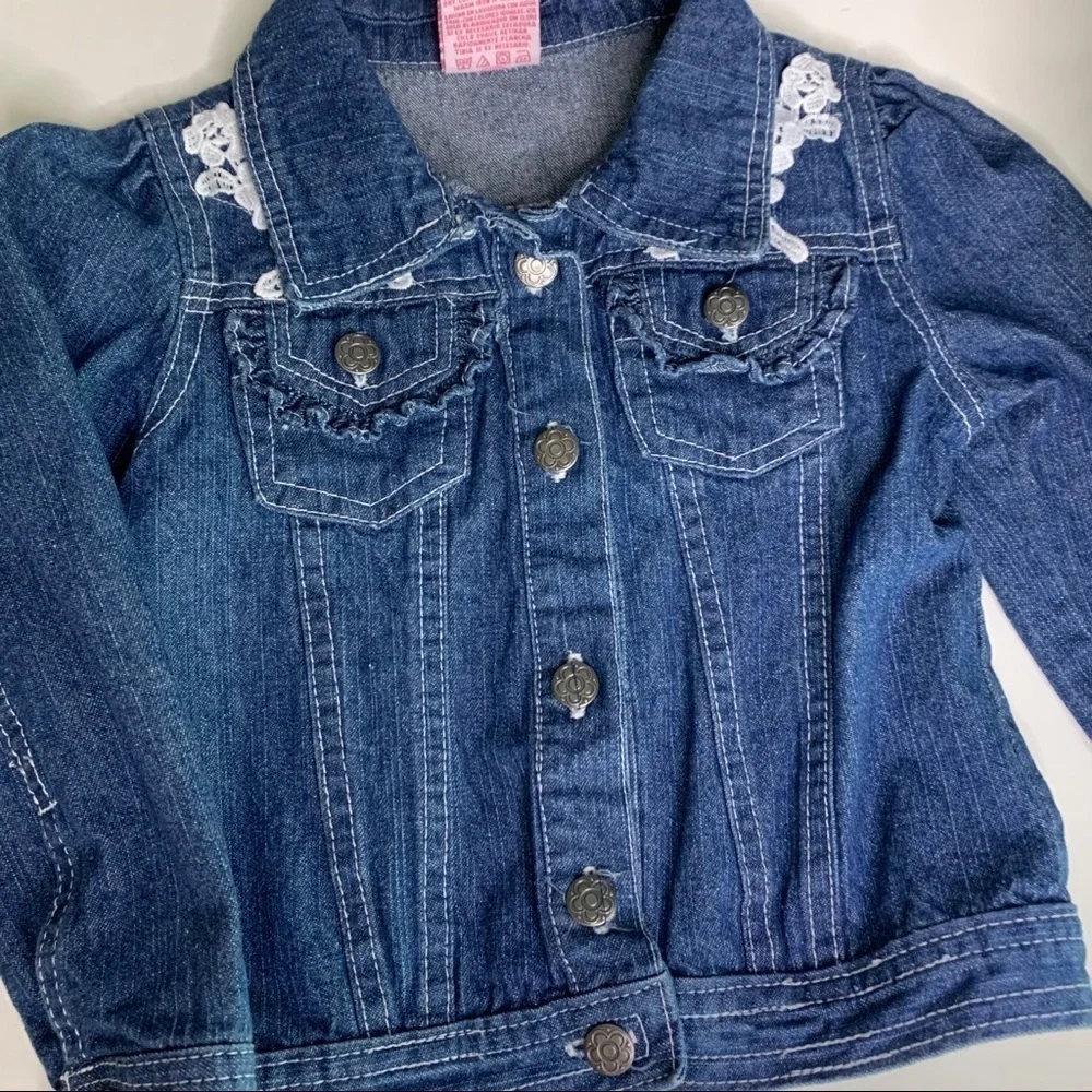 Denim and lace girls casual  jacket 4 toddler